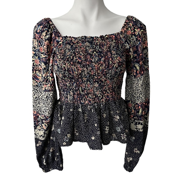 Angie Square Neck Boho Peasant Blouse - Picture 1 of 11